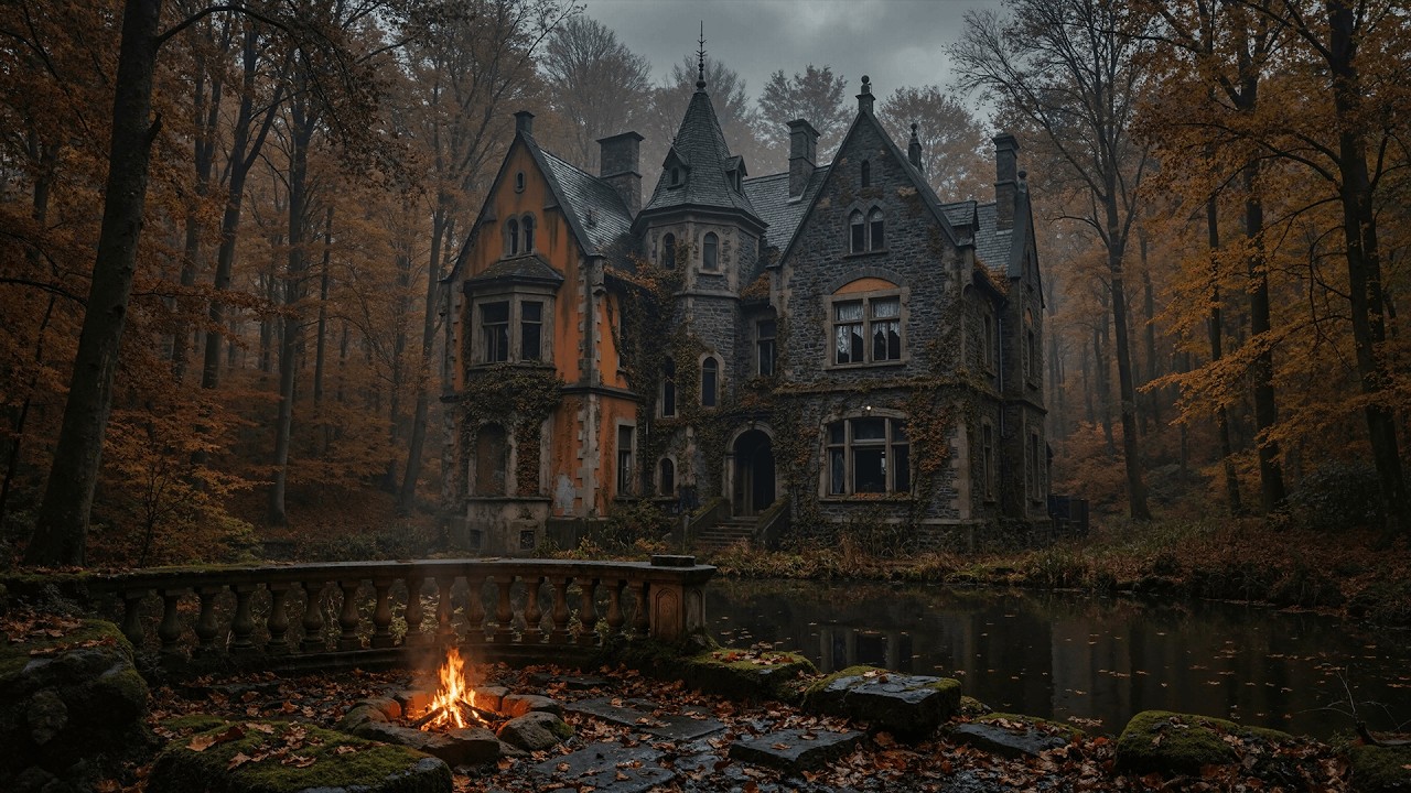 Cozy Haunted House Ambience with Crackling Fire & Nature Sounds for Sleep, Study