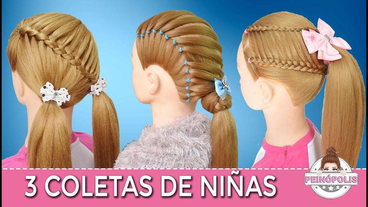3 PEINADOS DE NIÑAS con TRENZAS FACILES, RAPIDOS y BONITOS