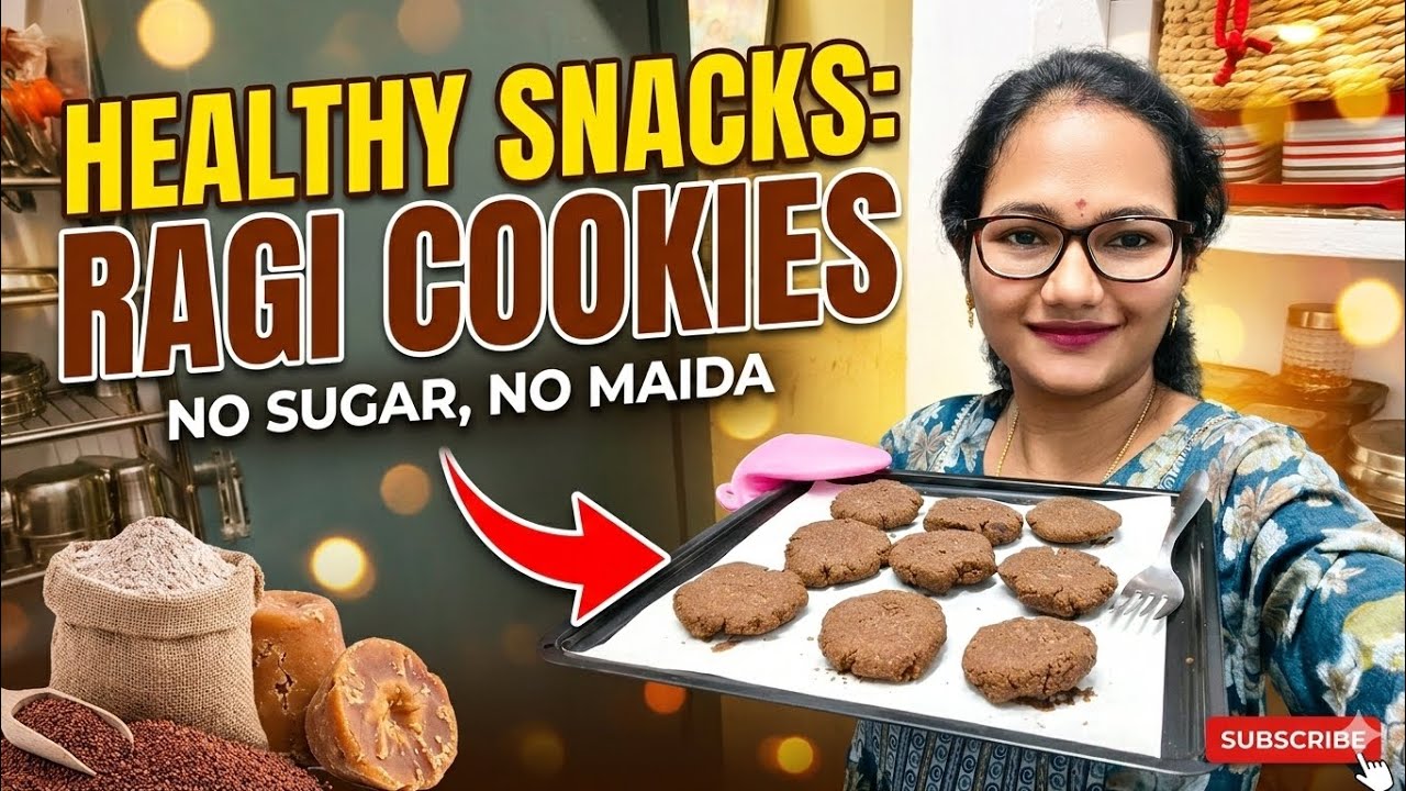 Kids Healthy రాగి బిస్కెట్స్ 🍪| Eggless ragi cookies #snacks #kidsfavourite#food #yummy #telugu 