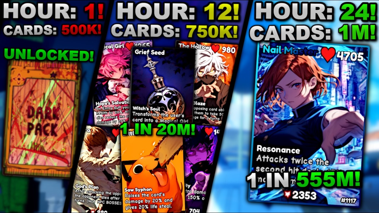 Провел 24 часа, открывая темные карты в Anime Card Battle... Вот что я получил!