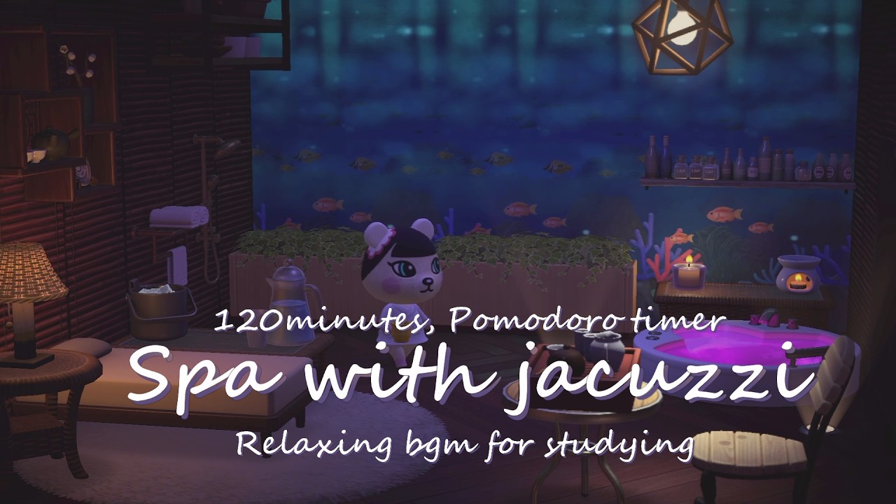 【あつ森 BGM】ジャグジー付きスパ 🐠💜 Pomodoro 4set  |  Study with me  |  リゾートホテル気分で一緒に勉強📝  勉強25分,休憩5分のタイマー付き⏰
