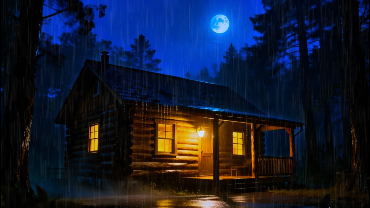 Rain Sounds for Sleeping 🌧️ Night Cabin Ambience