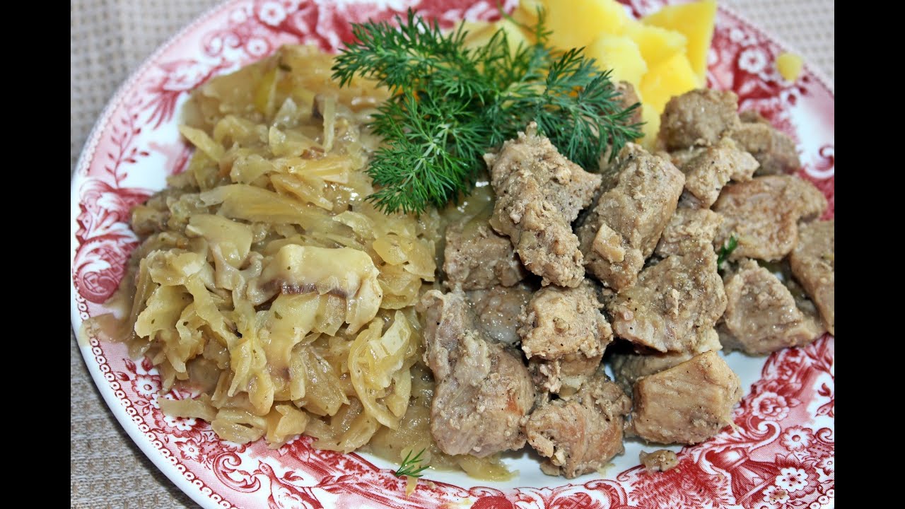 SMAŻONKA Z MIĘSA I KAPUSTA Z PIECZARKAMI #diner #obiad