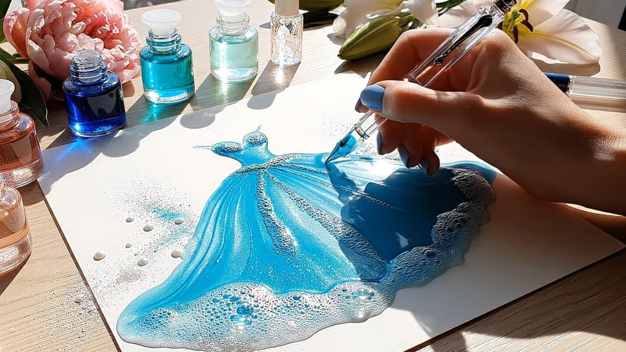 Which dress would you choose? 👗 Magic Satisfying ASMR Art: Water, Fire, Space & Crystal 3D textures