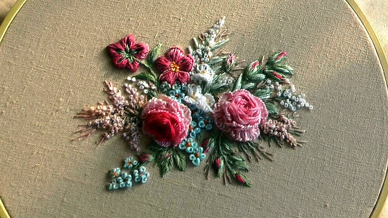 Easy Embroidery Flowers Anyone Can Try! Bouguet Rose Embroidery - details