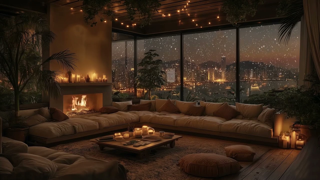 Luxury Winter Apartment, Jazz Music Ambiance
