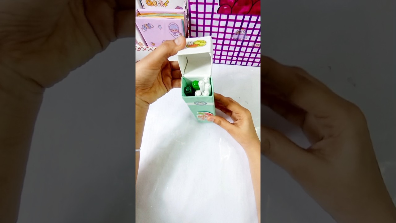 DIY pencil box from toothpaste box😲#shorts#pencilcase#diy