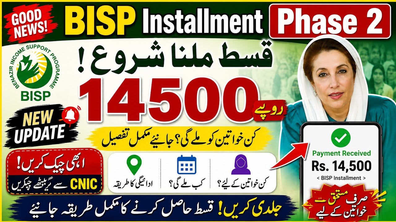 🔥 BISP Installment Phase 2 Started | 14500 Payment Update | New Qist 2026