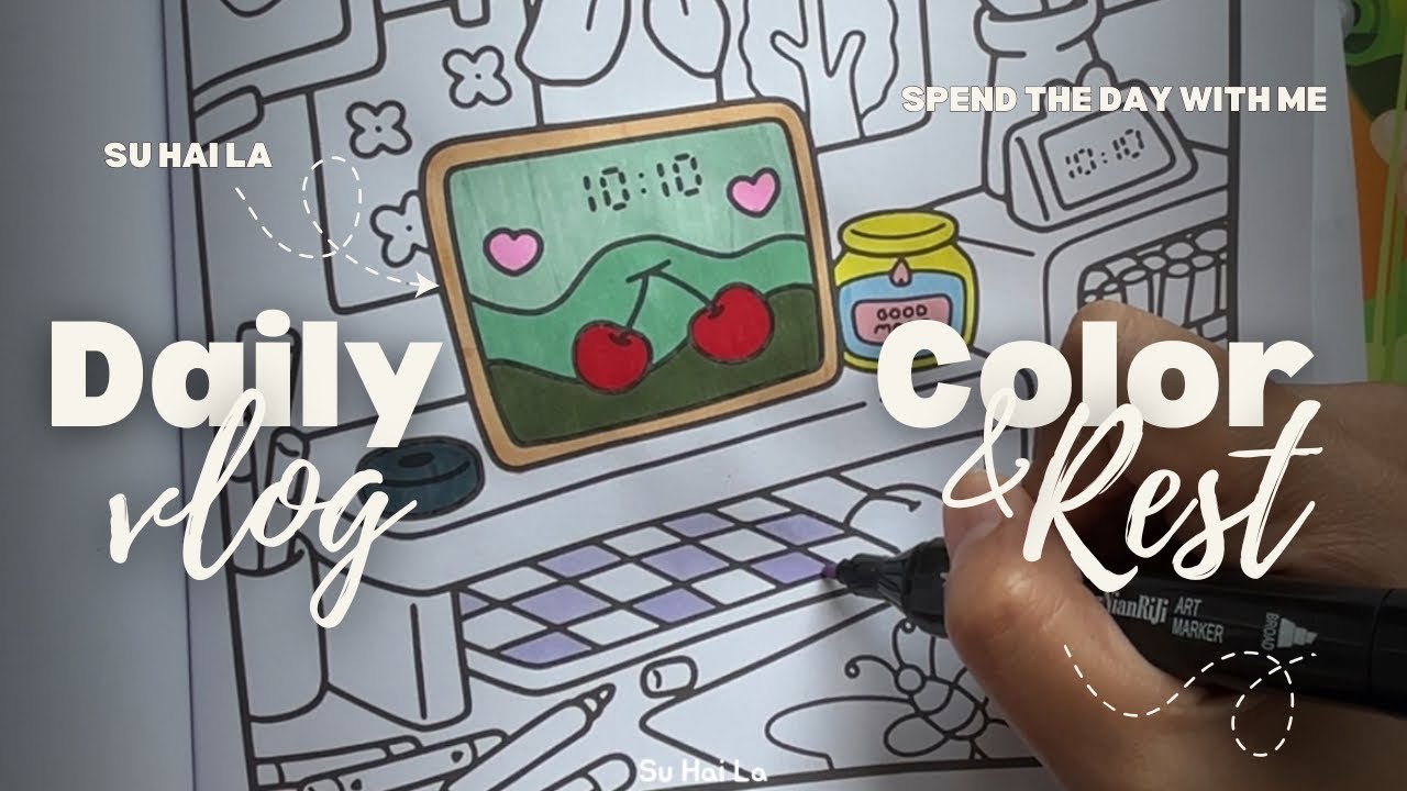 [ASMR] Lets Coloring With Me 💻👩🏼‍💻🍒 Using Little Corner coloringbook by cocowyo #cocowyo #coloring