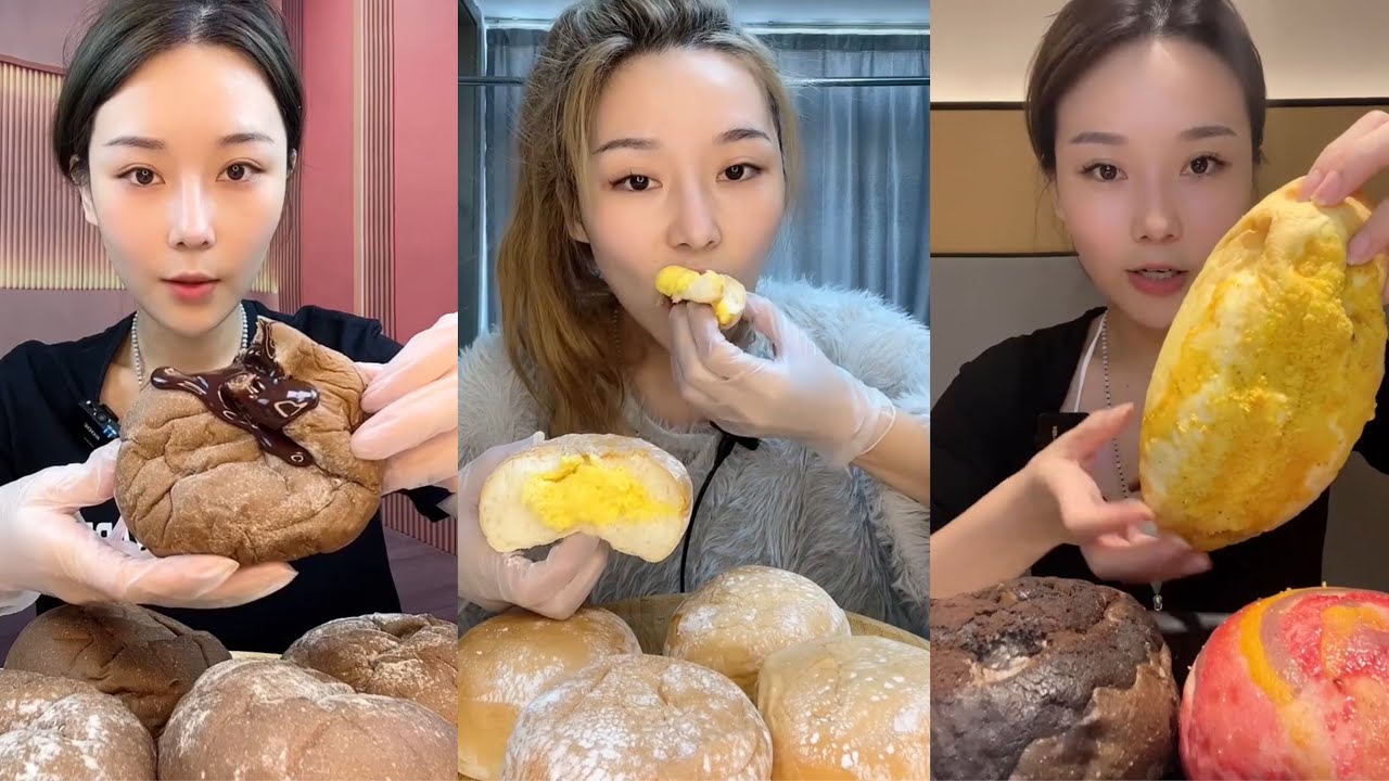 ASMR MUKBANG - MUKBANG SOUND - EATING CHOCOLATE BREAD & EGG TART
