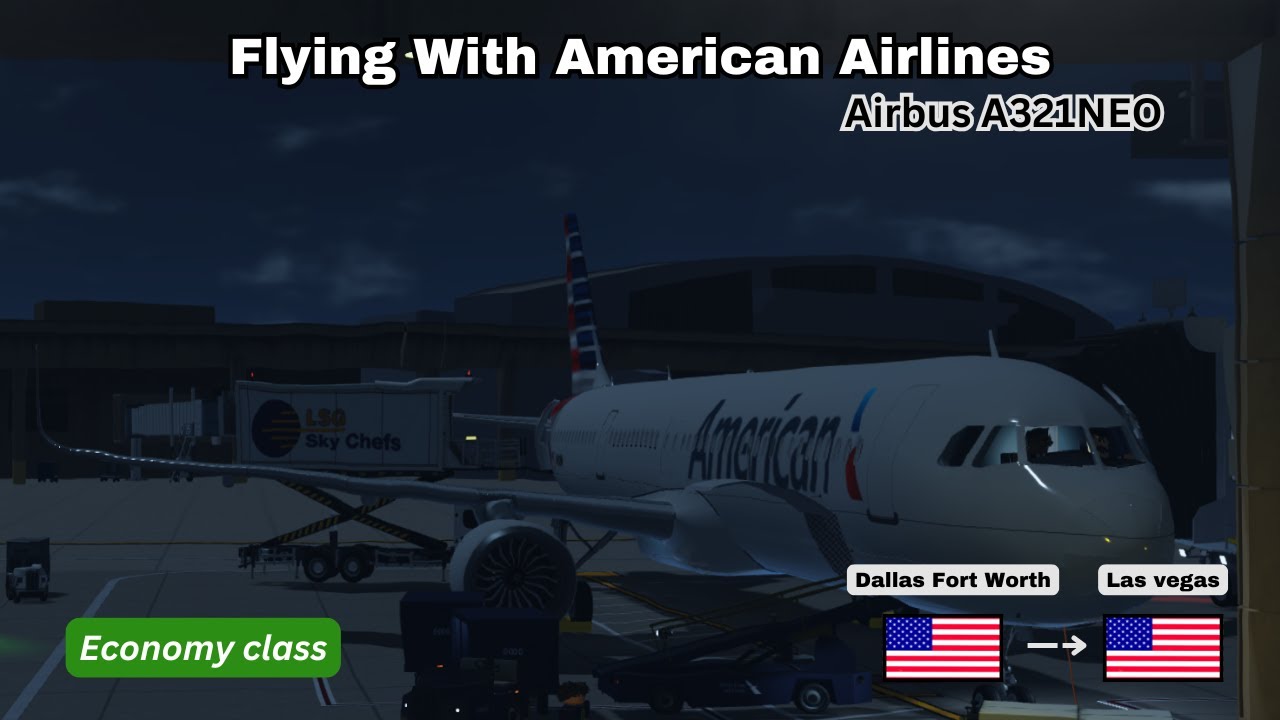 Flying with American Airlines in A321 | Economy Class | Dallas Fort Worth - Las Vegas | Roblox
