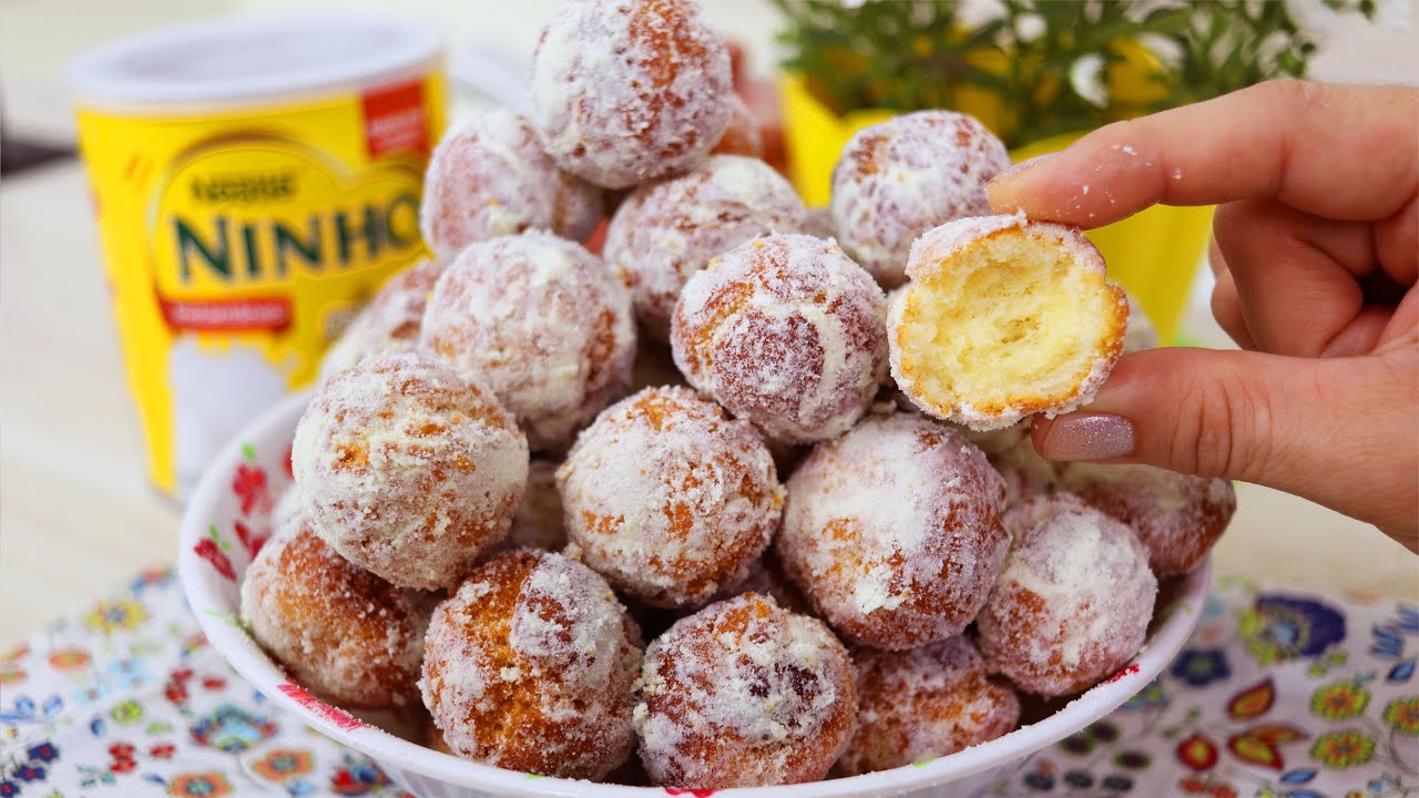 BOLINHAS DE LEITE NINHO - SUPER FÁCIL E SEQUINHO - RENDE 60 BOLINHAS COM 1 OVO E POUCOS INGREDIENTES
