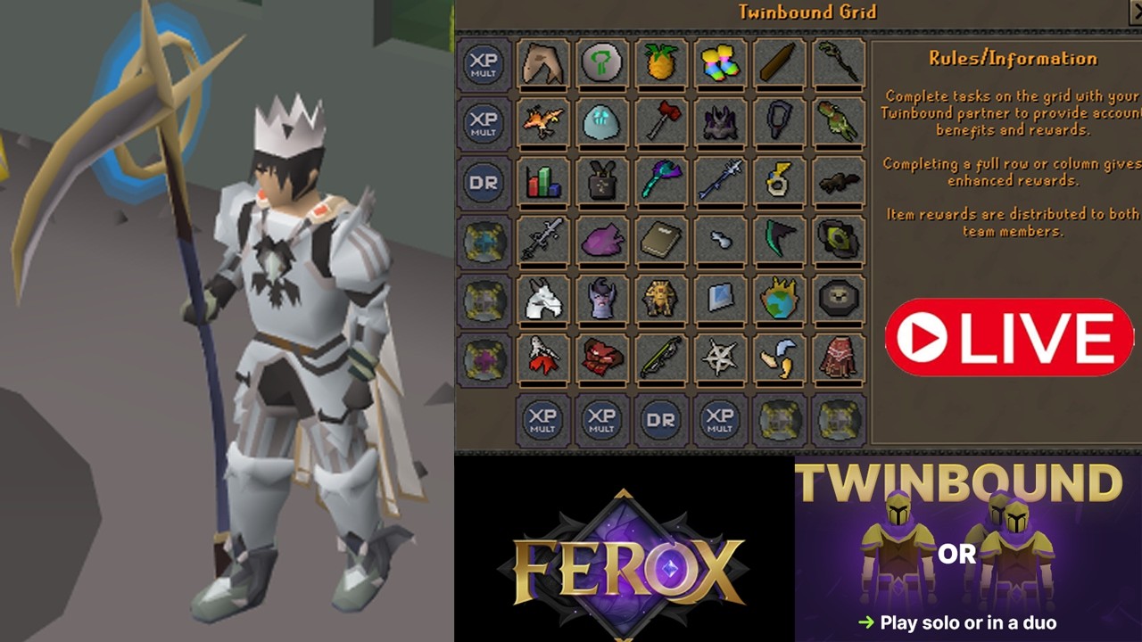 🔴*NEW* TWINBOUND MODE - Race to FULL GRID Day 2! Ferox RSPS + Giveaways 🔴