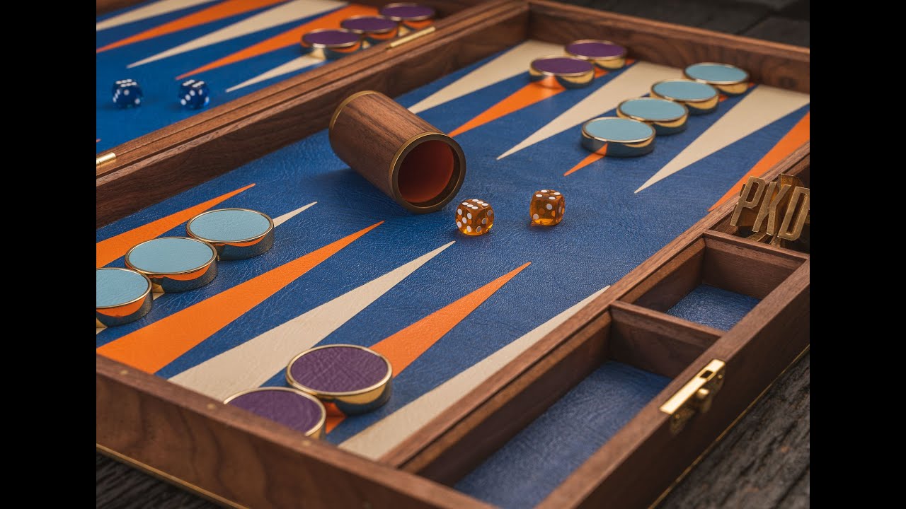 DAVIS - Walnut & Brass Bone Club Backgammon Board in production