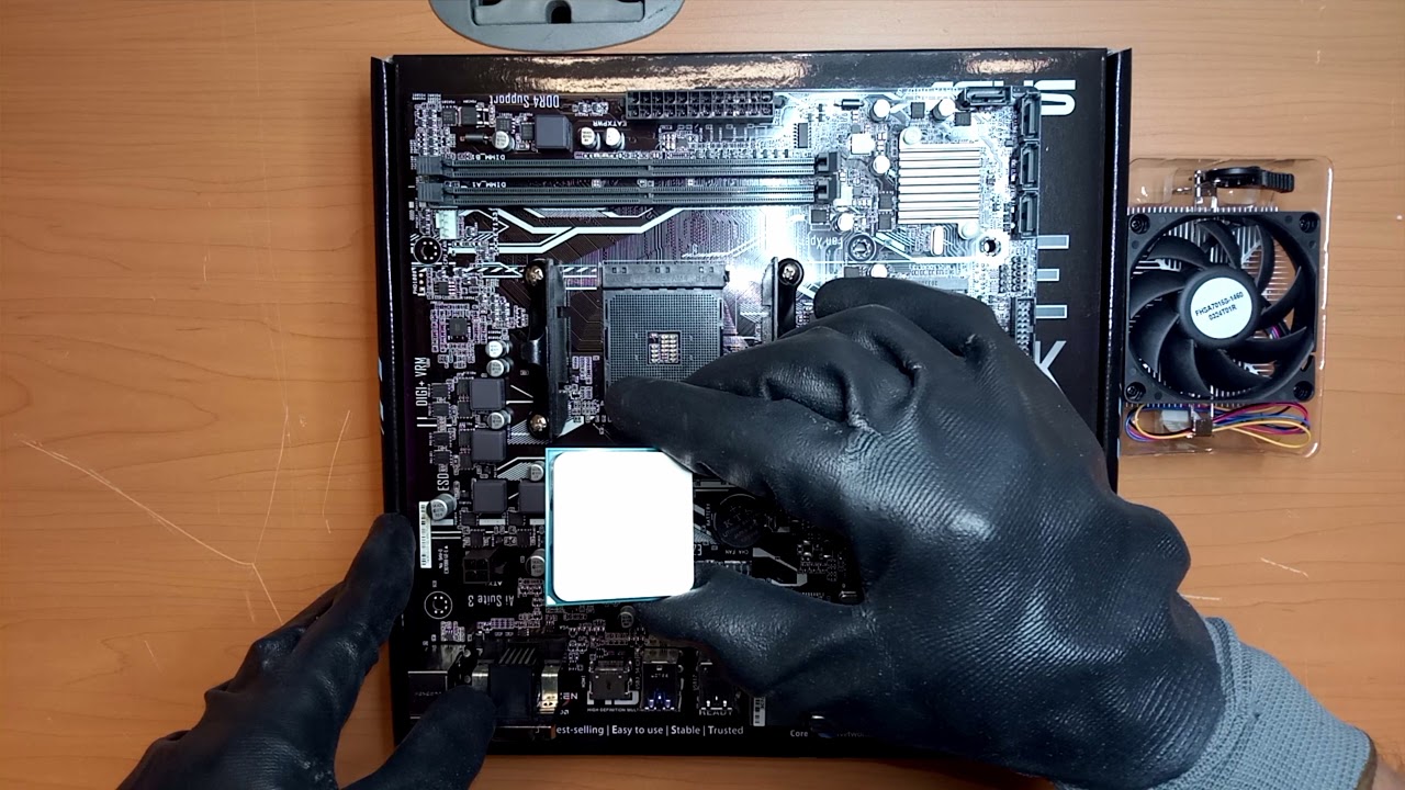 Ensamble de tarjeta madre Asus A320M-K, procesador ATHLON 3000G y memoria RAM DDR4 ADATA