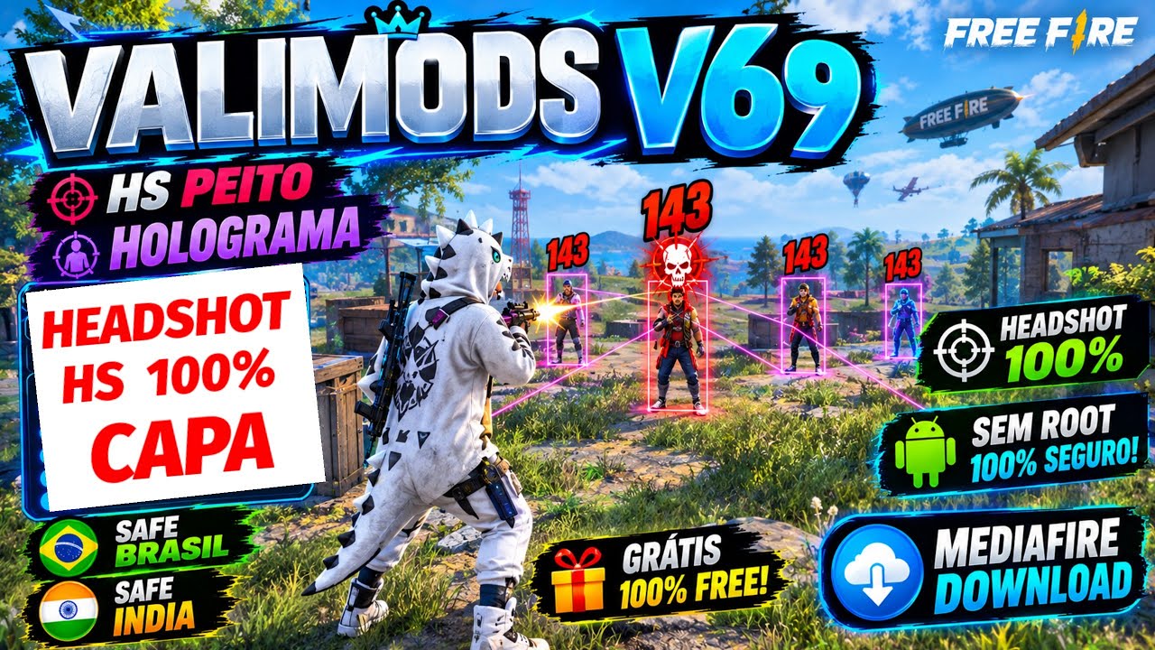 🔰 MOD MENU FF VALIMODS BRUTAL V69 HS PEITO E HOLOGRAMA GR&Aacute;TIS 🔰 VALIMODS V69 HEADSHOT 100% CAPA HOJE