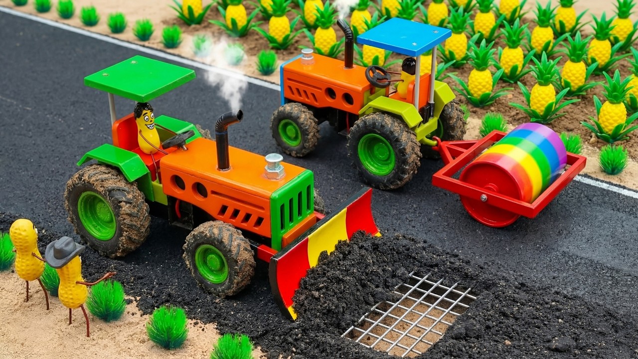 Village Asphalt Road Project – Everyone Is Excited | Science Project | DIY Mini Tractor