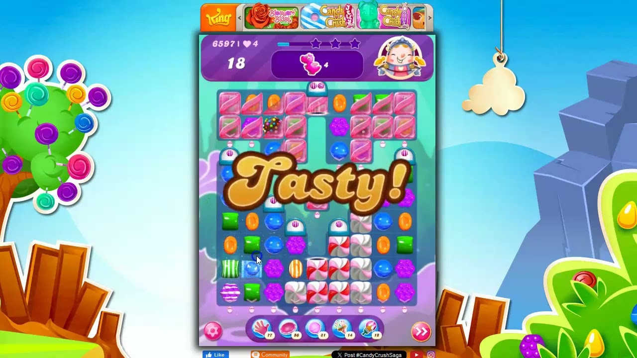 Candy Crush Level 6597 Talkthrough, 23 Moves 0 Boosters
