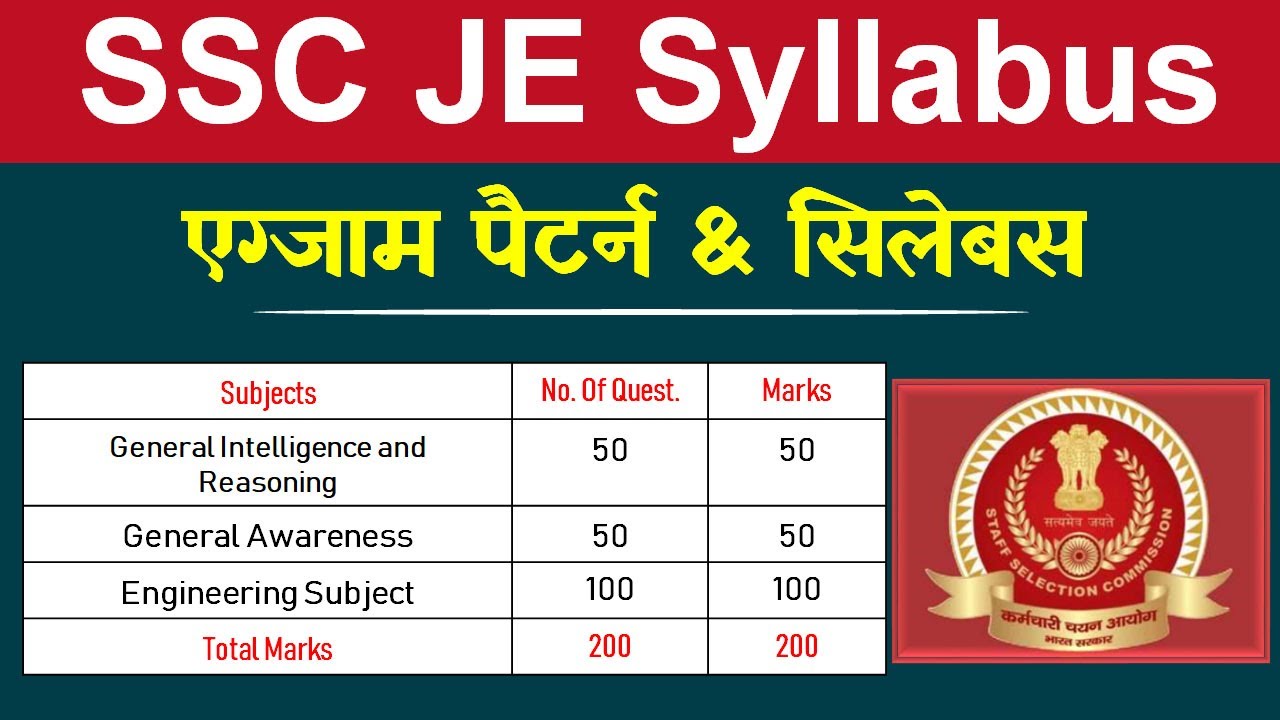 SSC JE Syllabus 2022 | SSC JE Syllabus 2022 in Hindi| Syllabus of SSC JE 2022