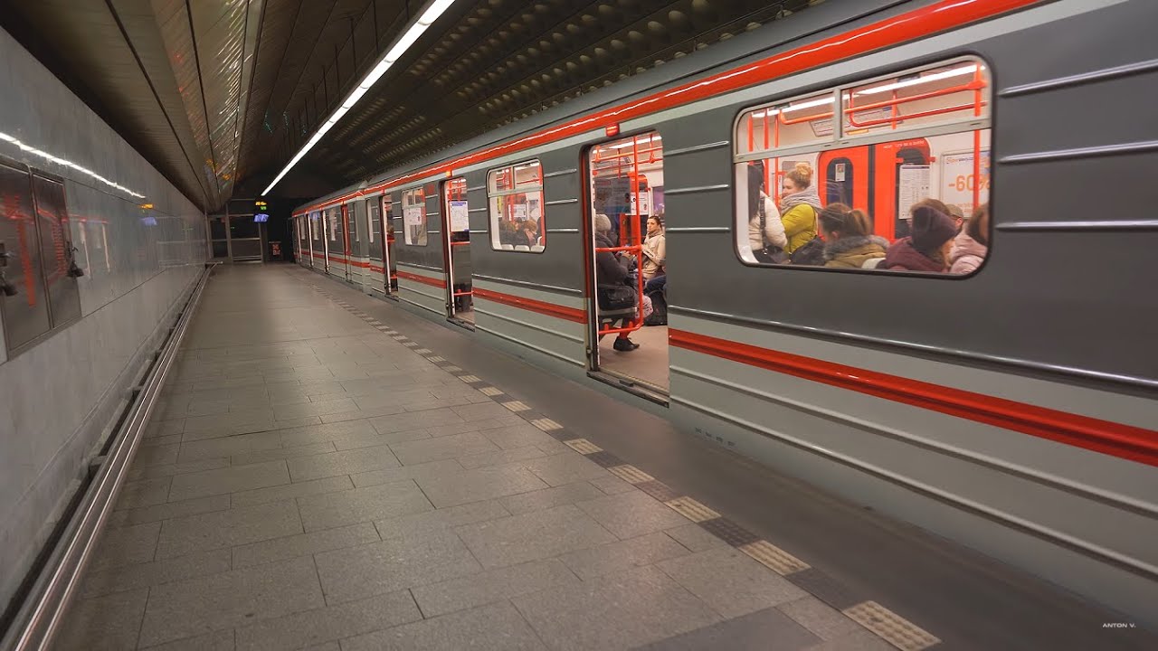 Czech Republic, Prague, metro night ride from Flora to Náměstí Míru