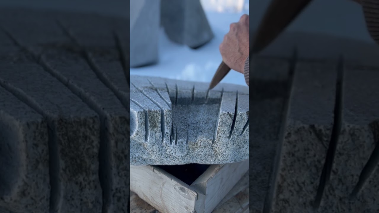 Shaping a piece of granite ⚒️ #carving