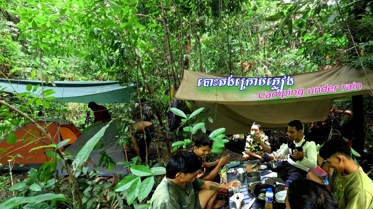 ជិះចូលព្រៃទាំងភ្លៀង បោះតង់លម្លែចិត្ត Riding under rain to camping in the rain for relaxing Ep128