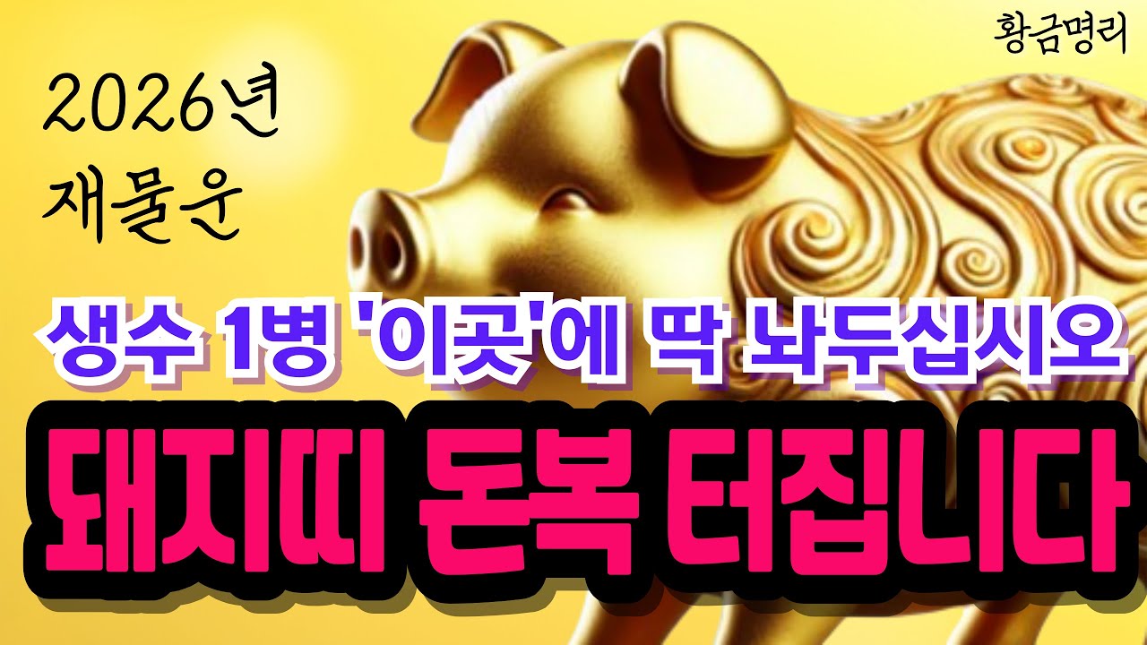 돼지띠 안보면 후회한다!!👆돼지띠는 생수 1병 '이곳'에 두면 재물복 크게 터지고 2026년 한해동안 돈복 쏟아져 들어옵니다💸돼지띠운세 풍수인테리어 1월금전운 새해정리🙏금전