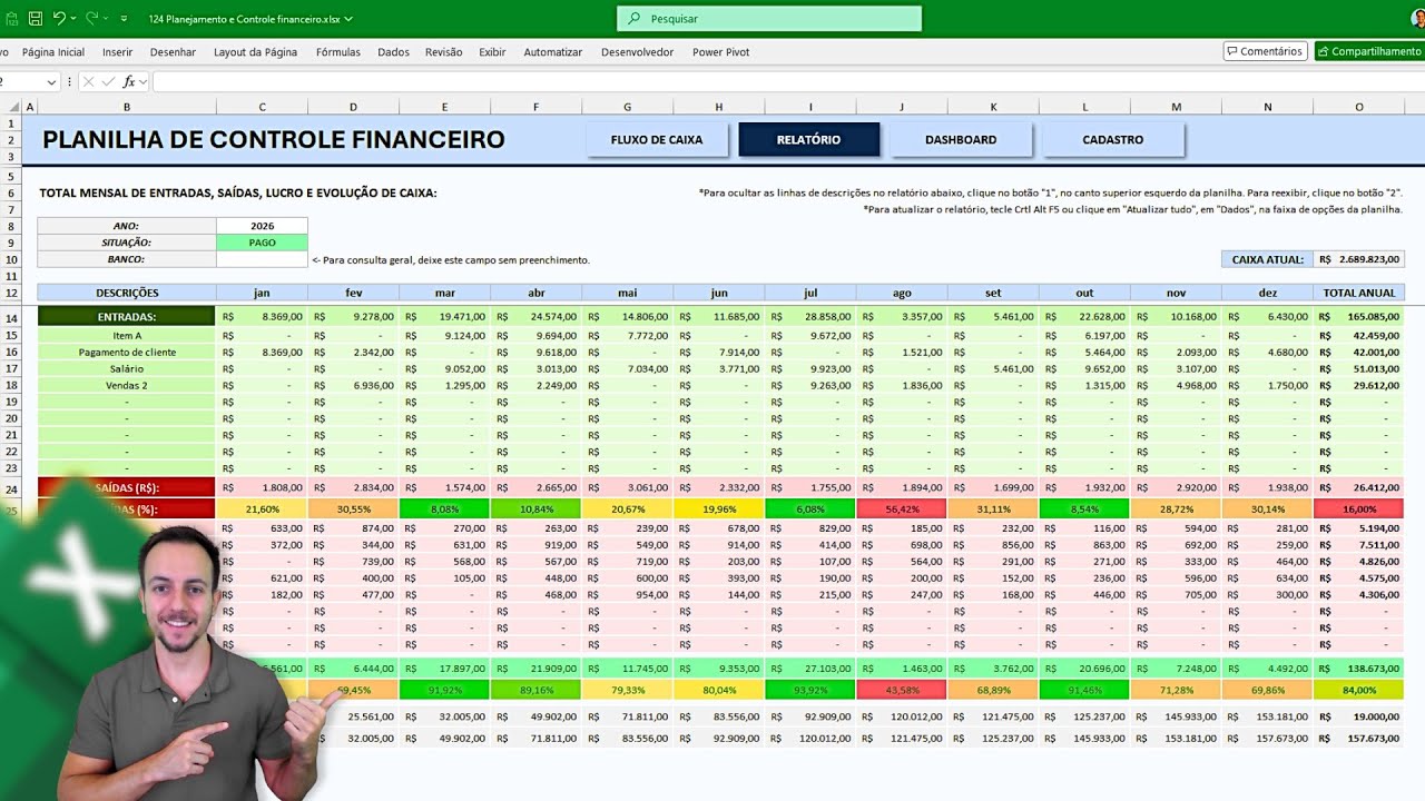 Planilha Profissional de Controle Financeiro com Dashboard no Excel | Como usar