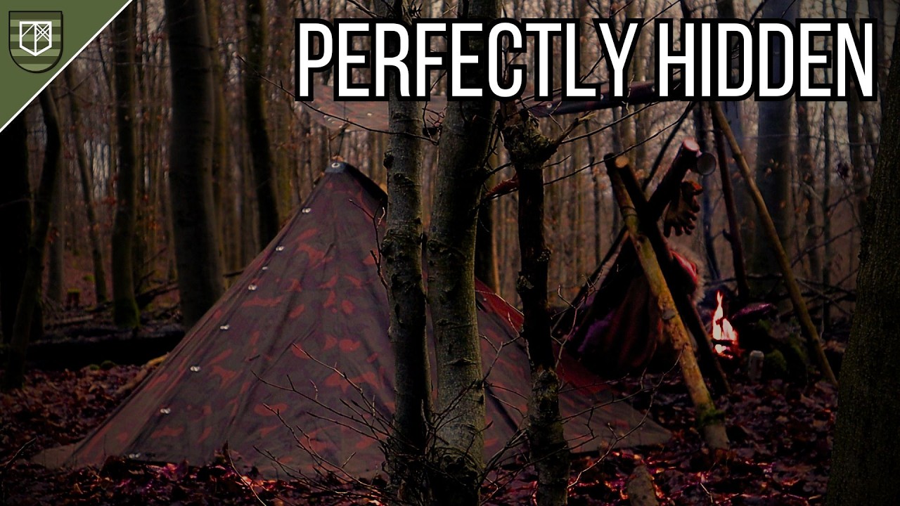 Secret Bushcraft Camp in the Woods | Hungarian Military Tarp Setup