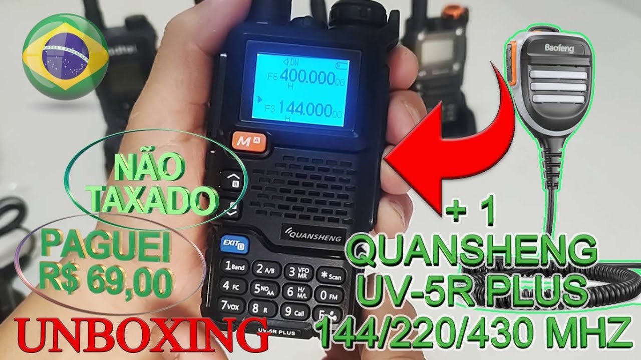 HT QUANSHENG UV-5R PLUS  -  Ativar 220MHZ  no Menu Oculto e Microphone Speaker MIC Baofeng