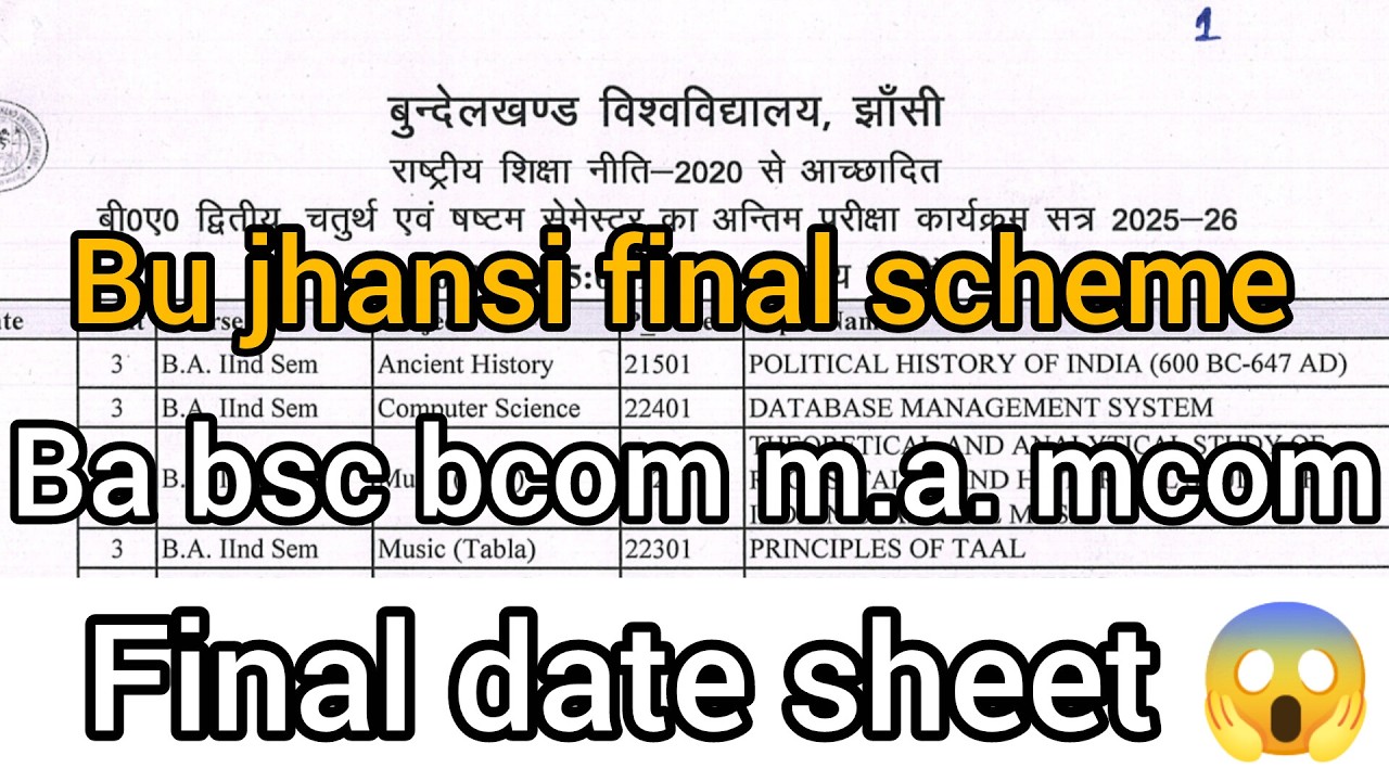 #Babujhansi bsc bcom m.a mcom final date sheet 2026😱 | bu jhansi for nal scheme | bu jhansi update