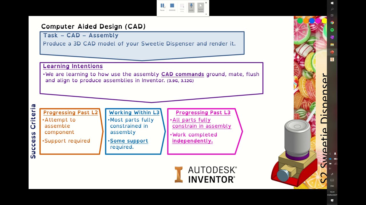 10 - Inventor CAD Tutorial - Sweet Dispenser Frame Assembly