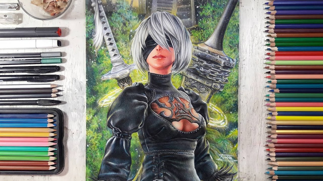 Drawing 2B - NieR: Automata | Fame Art