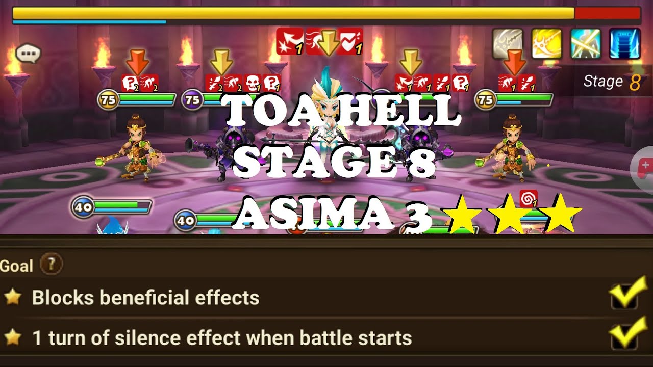 Summoners War TOA HELL - Stage 8 Asima 3 Stars (2021)