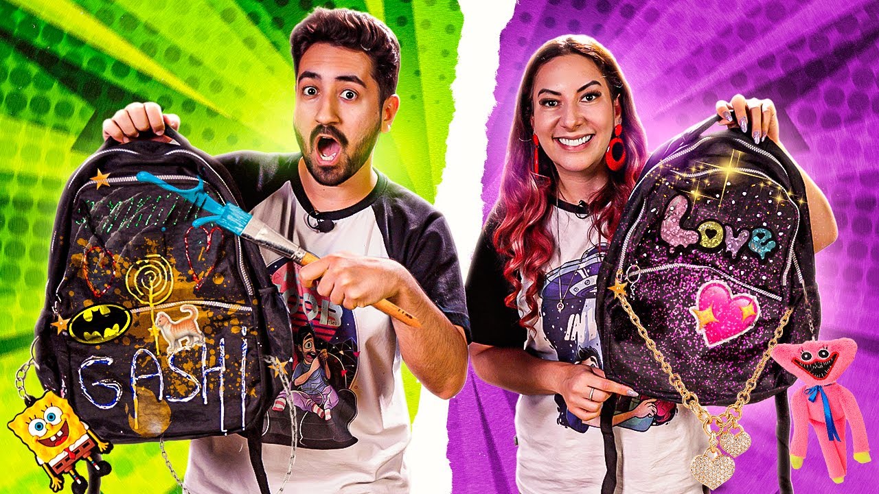 TRANSFORMAMOS NOSSA MOCHILA DA ESCOLA | Gabriel e Shirley 2.0