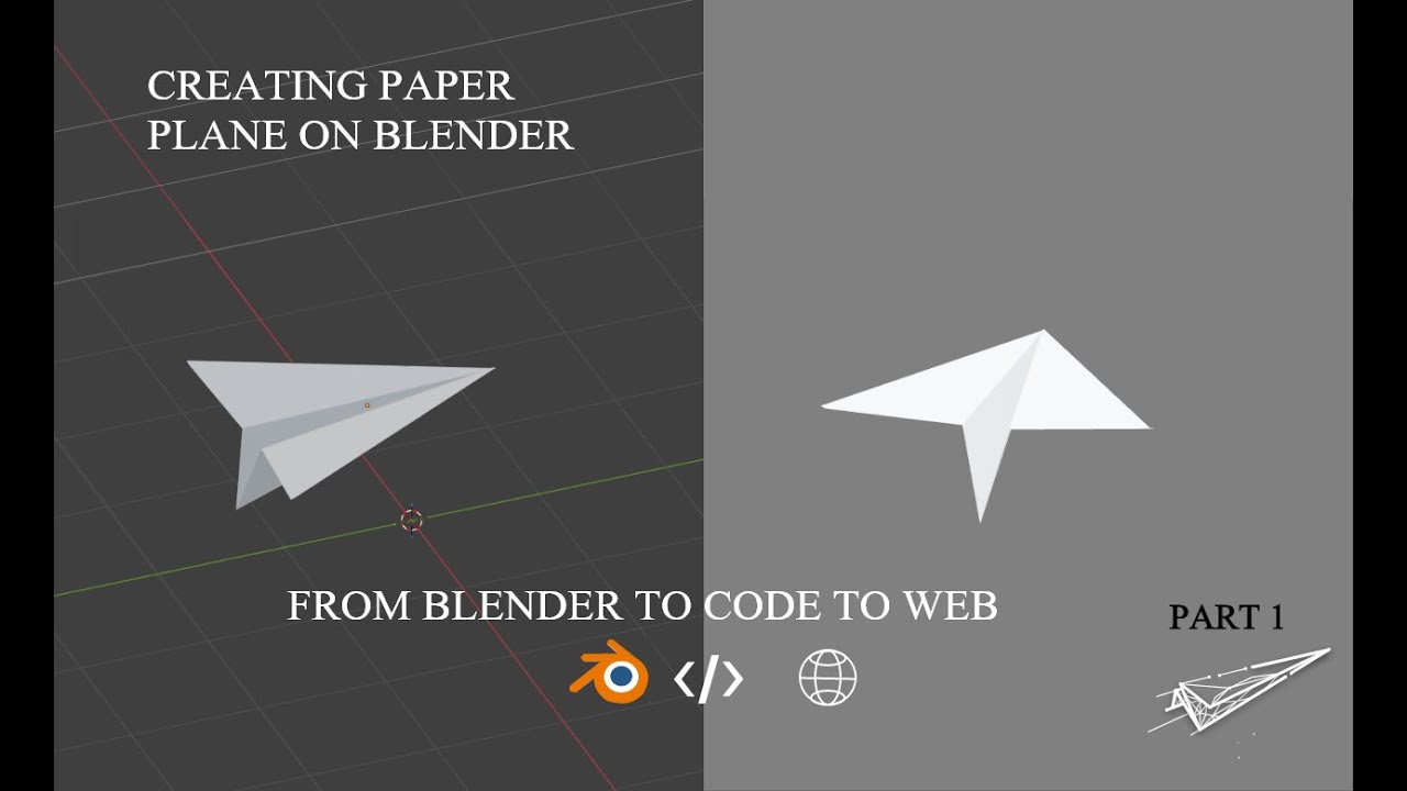 Creating paper plane on blender, and changing it to code and view it on web.