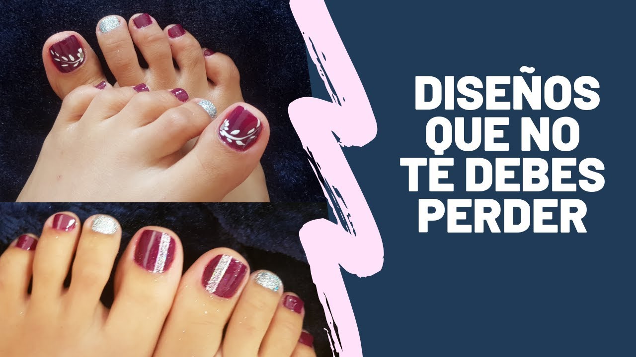 👣DECORACIÓN de UÑA de los PIES (paso a paso).👣❤ Decoración de uñas con esmalte vino tinto🍷