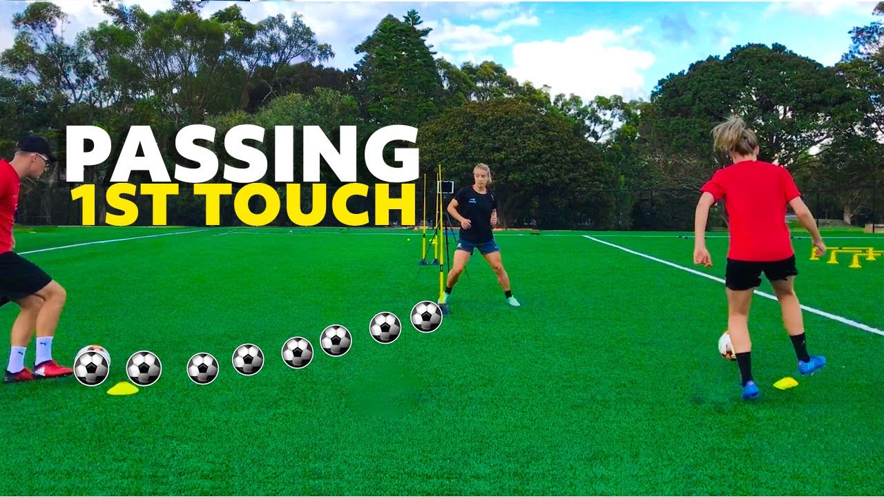 Loads of different soccer drills that work on 1st touch & passing