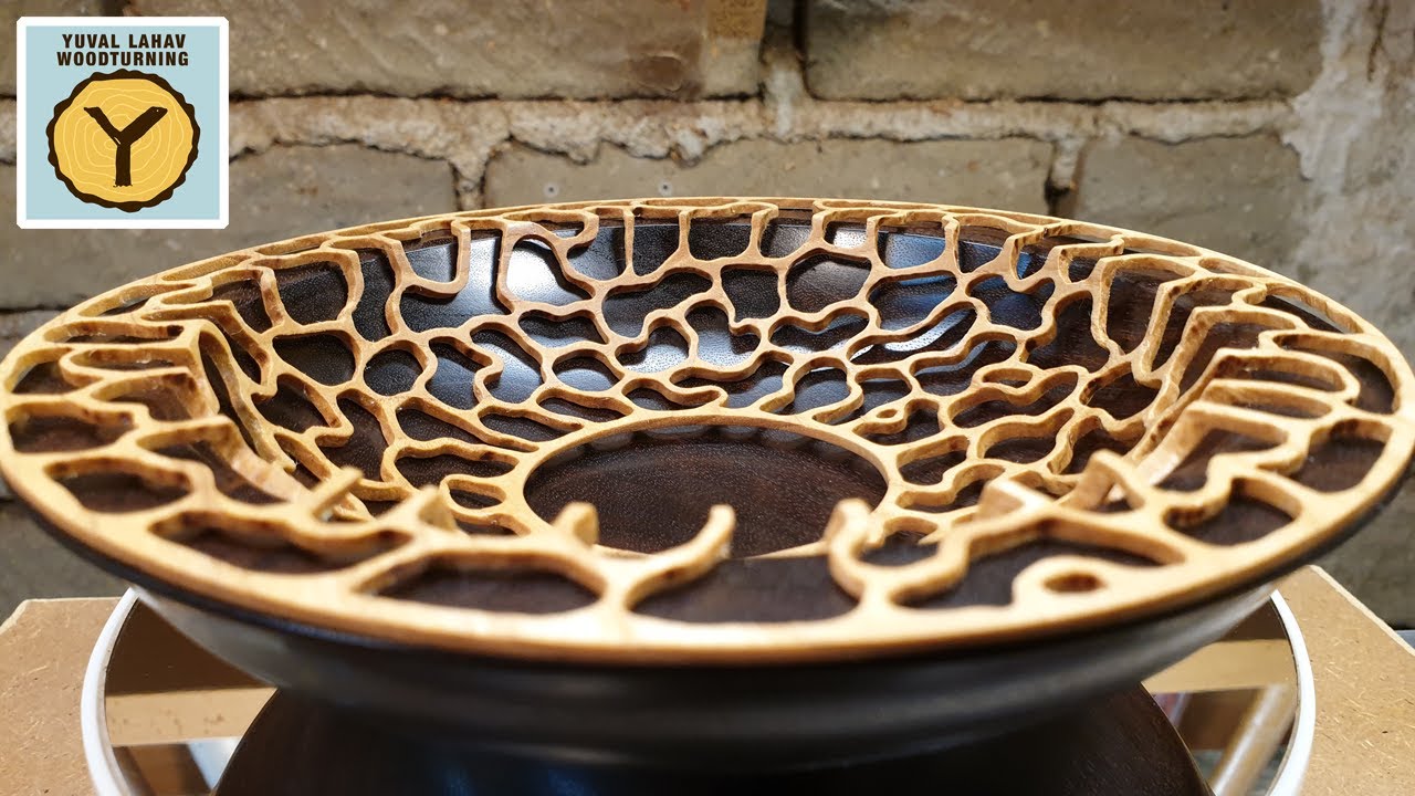 Woodturning Indian Rosewood and Ash latticework Double Bowl