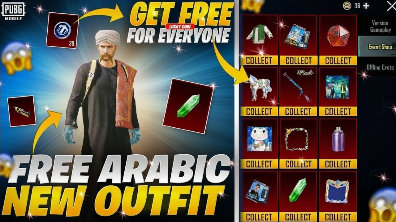 Get Free Lucky Coins + Arabic Rare Set Back? 🔥 PUBG Mobile Update