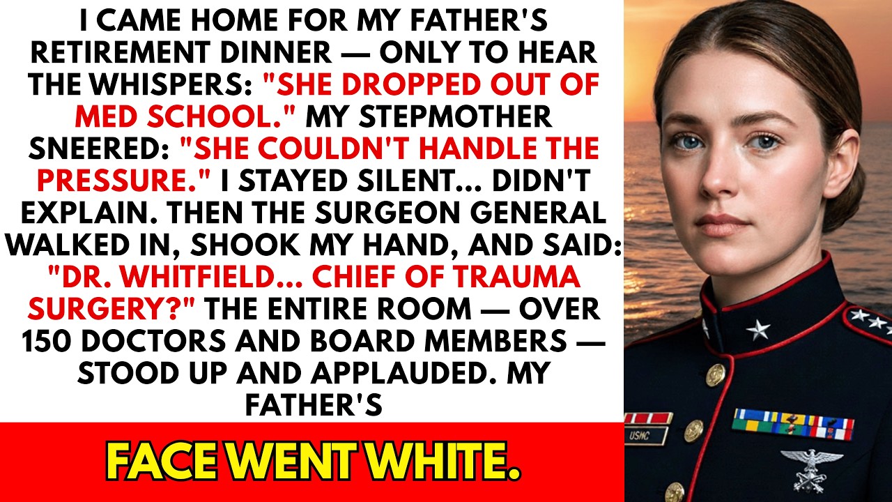 Stepmom told everyone I dropped out of medical school at my dad's retirement dinner — then the Su...