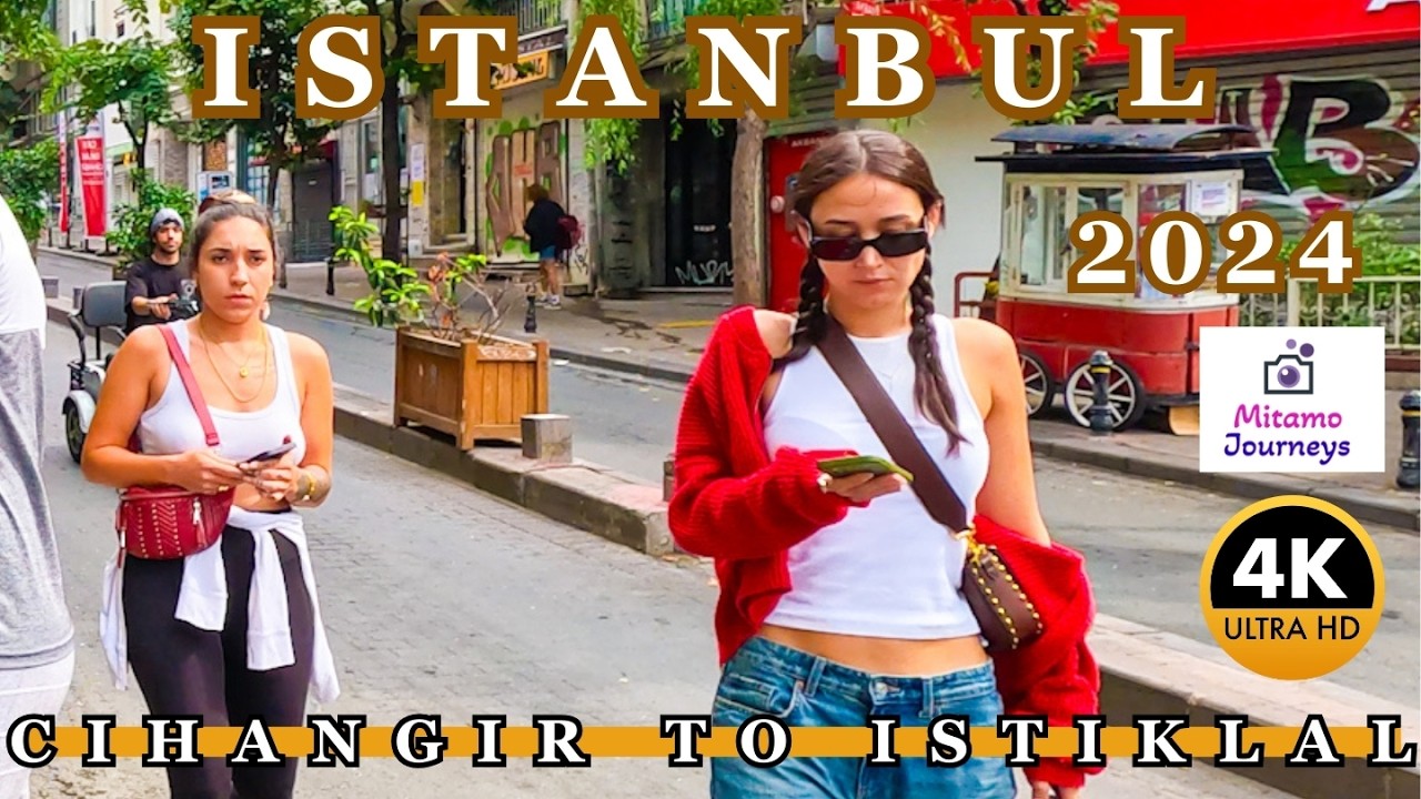 Istanbul Cihangir To Istiklal St 4K Walking Tour | Cozy Street Cafes, Bars, Restaurants | Sep. 2024
