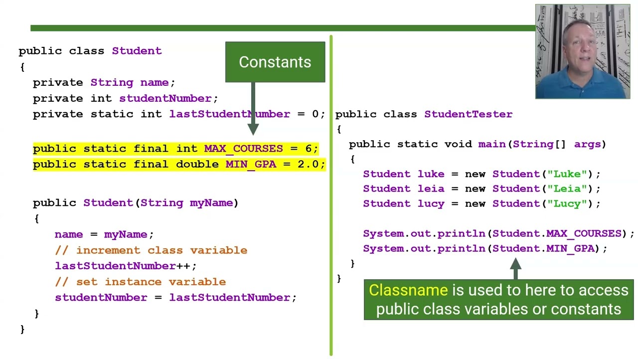 AP Computer Science A - Topic 3.7 - Part 1:  Class Variables