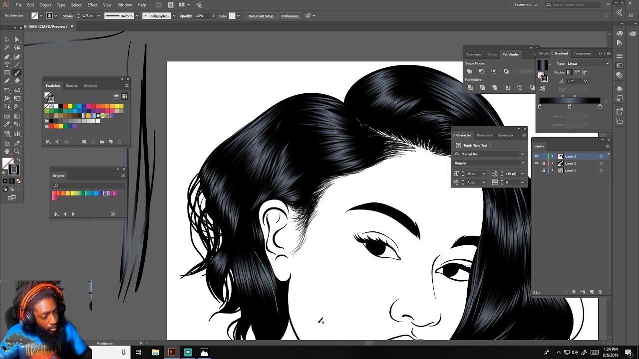 Урок по рисованию волос (ADOBE ILLUSTRATOR)