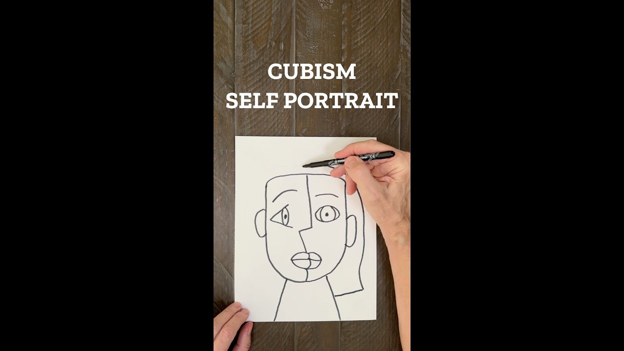 Cubism Self Portrait Line Drawing