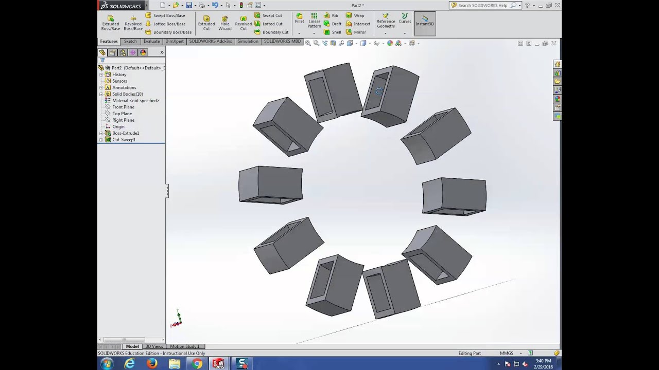 Simple Iron Man arc reactor in solid works