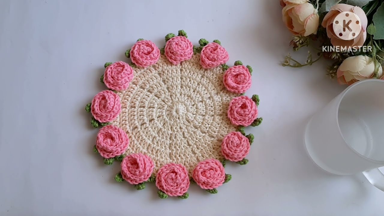 كوستر كروشيه زهور الربيع _ مفرش كروشيه دائري #Ozzy_Crochet   #crochet_flower