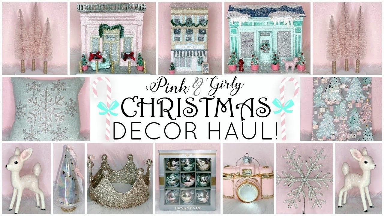 GIRLY PINK & PASTEL CHRISTMAS DECOR HAUL! ♡ HomeGoods, TJ Maxx, Marshalls, Kohls & Hobby Lobby
