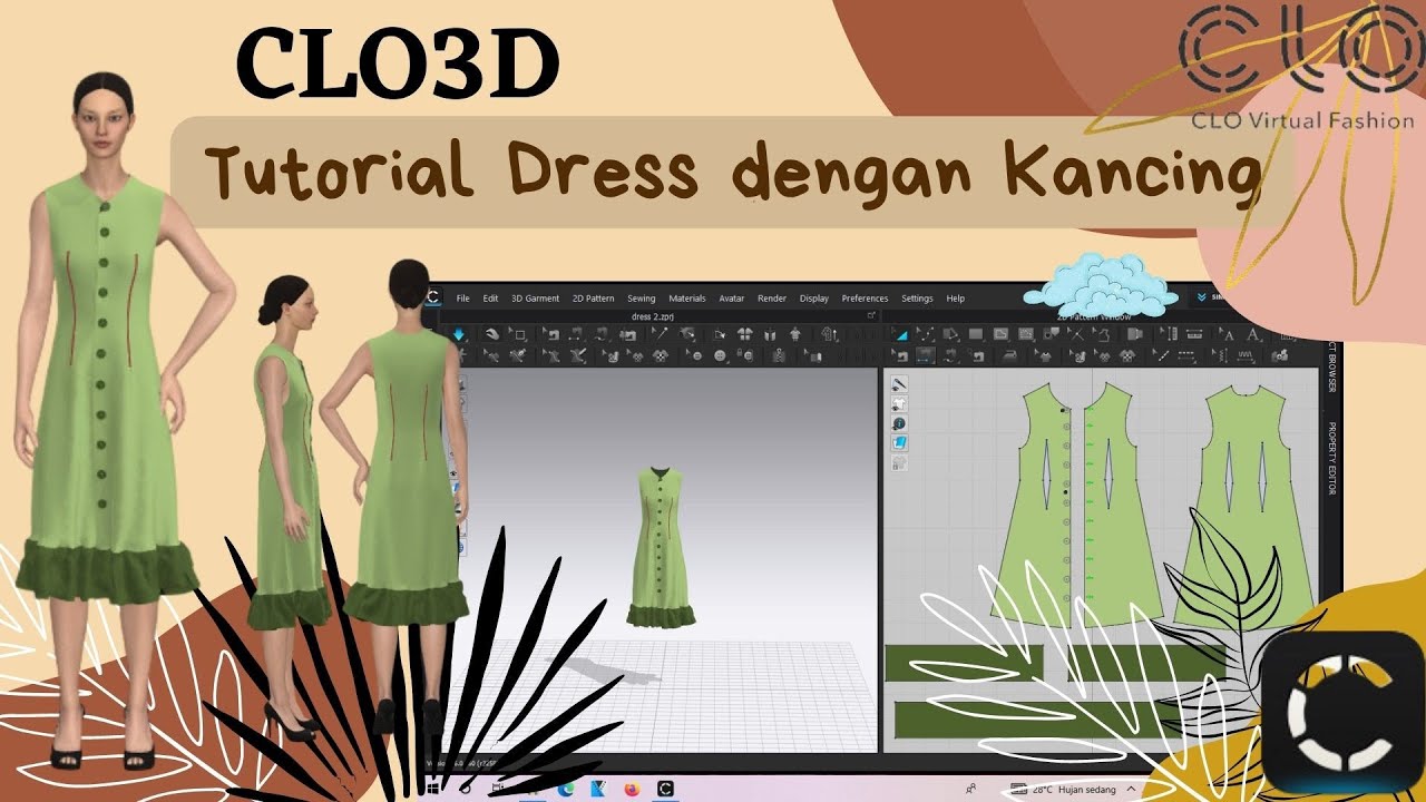 Membuat Dress Berkancing di CLO3D || Tutorial CLO3D beginner