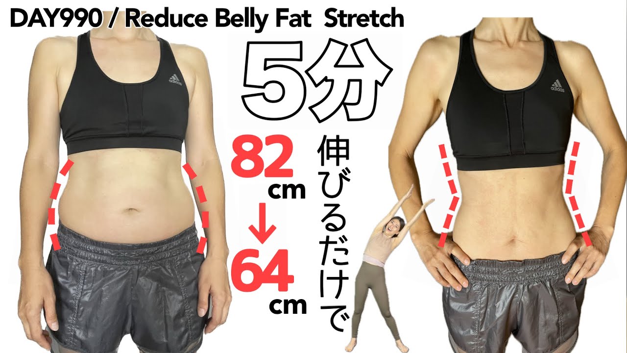 【40代•50代•60代】キツイ運動ゼロ!!伸ばすだけのお腹痩せ運動5分｜毎日投稿990日目｜5 Minute Lose Belly Fat Workout